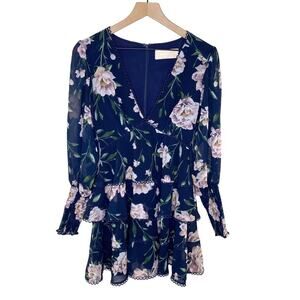 Keepsake The Label Women’s Floral V-Neck Dress Size XS EUC Ruffle Layer
